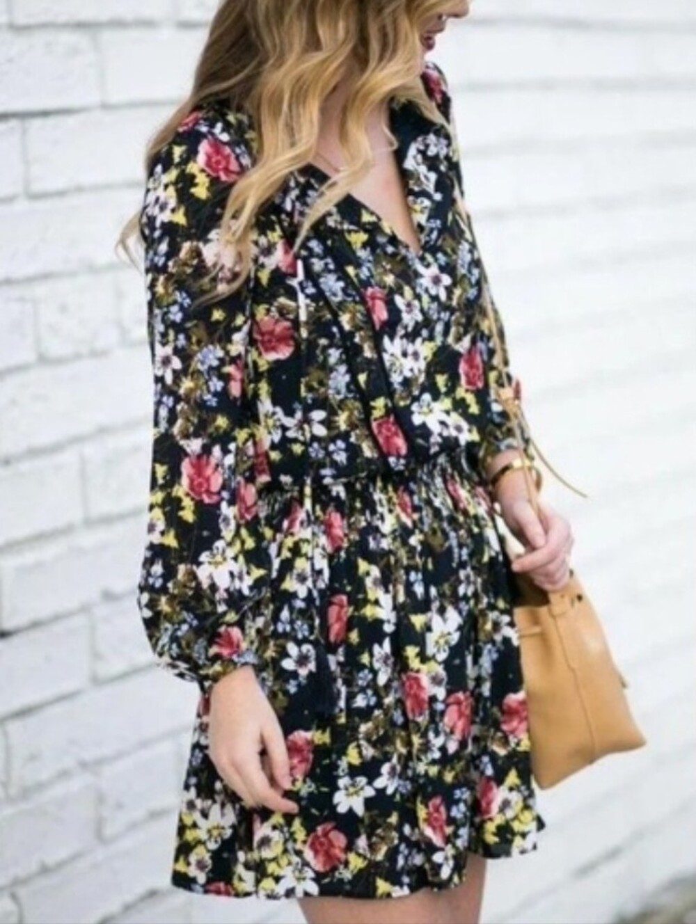 Banana Republic Floral Print Long Sleeve Mini Dress